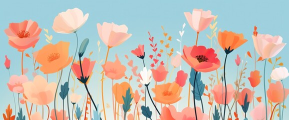 flowers and foliage colorful pattern spring summer background