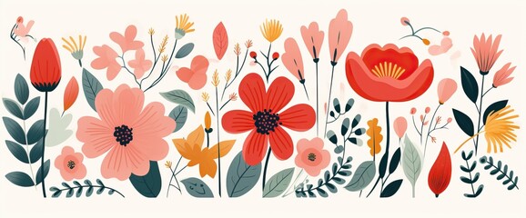 flowers and foliage colorful pattern spring summer background
