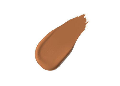 Peanut Butter creamy concealer cosmetic swipe smear smudge isolated on transparent background. peanut butter color brush stroke close up. Makeup cream texture background