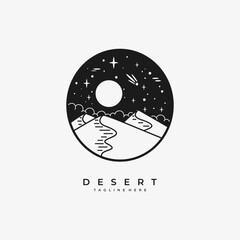 desert cactus camel vector template. sand dunes landscape graphic illustration.