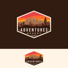 Fotobehang Chocoladebruin desert cactus camel vector template. sand dunes landscape graphic illustration.  © khezylicious