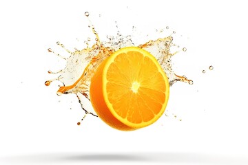 Fototapeta na wymiar Delicious orange juice splashe, isolated on white background