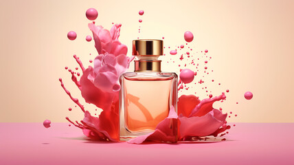 bottle of perfume, product simulations, perfume, beauty products, AI generated.