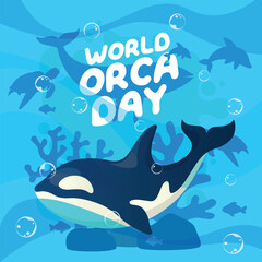 world orca day design template for celebration. orca vector design. flat orca illustration.