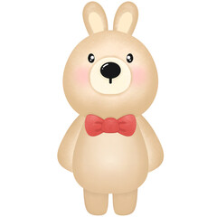 brown rabbit holding a red balloon and a red gift box
