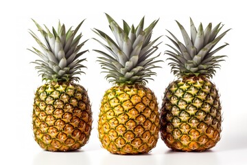 Delicious pineapple close-up, isolated on white background