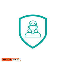 Shield women icon vector graphic of template 