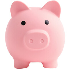 Pink piggy bank on isolated white background. Pig box jar object for collecting money savings and business financial banking coins concept.