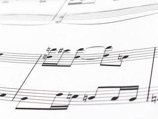 a close up of music notes