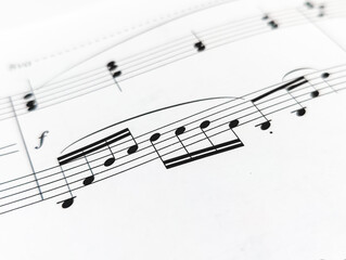 a close up of music notes