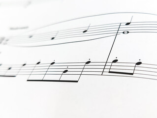 a close up of music notes