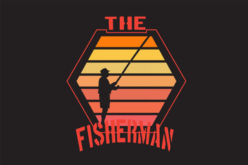 The Fisherman T Shirt Design Landscape Retro Vintage