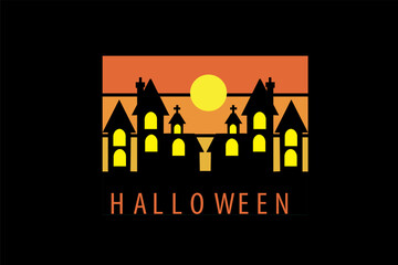 Halloween T Shirt Design Landscape Retro Vintage