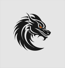 simple and modern Dragon logo design, black and white Dragon head animal icon
