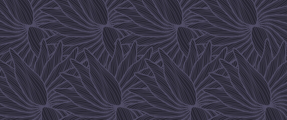 seamless flower line vector illustration, trendy summer tropical floral line pattern design for background, backdrop, card, seasonal event design