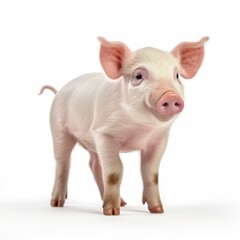 Piglet who on a white background in a photo studio, Generative AI