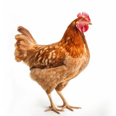Brown chicken isolated on white background. Studio shot of a chicken, Generative AI