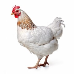 Fototapeta premium White chicken isolated on white background. Studio shot of a chicken, Generative AI