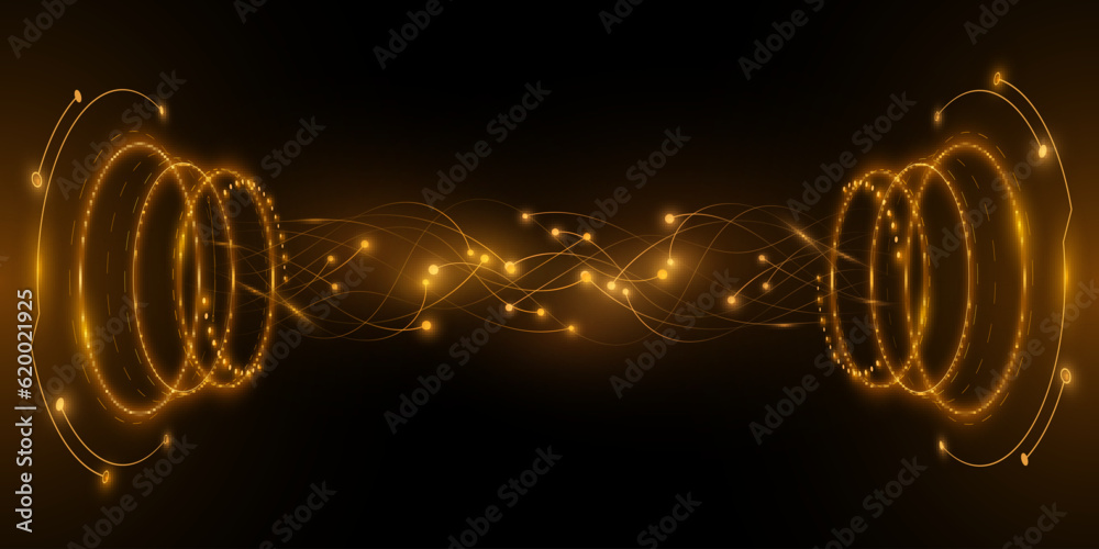 Poster digital 3d hud circles with glowing futuristic neural connectors. sci-fi concept. big data visualiza