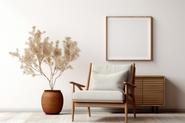 Mock up poster frame in interior background, Scandinavian style, Generative AI