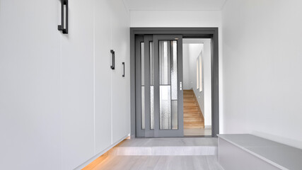 Gray color folding front door