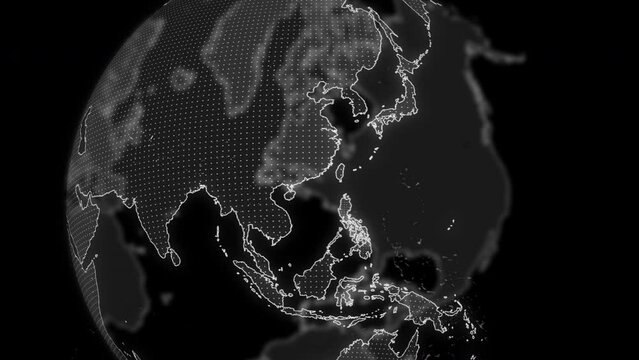 Philippines Country alpha for editing Data analysis Technology Globe rotating, Cinematic video showcases digital globe rotating, zooming in on Philippines country alpha for editing template