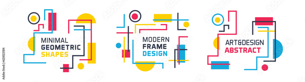 Wall mural modern graphic design text boxes. set of abstract vector art illustrations to place your text. dynam