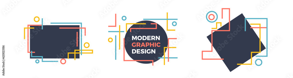 Wall mural modern graphic design text boxes. set of abstract vector art illustrations to place your text. dynam