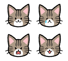 キジトラ猫の表情セット