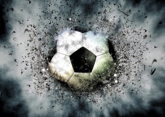 3d illustration of a soccer ball spewing smoke