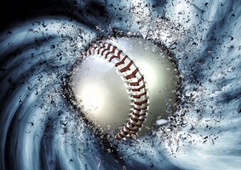 3d illustration of a baseball ball spewing smoke