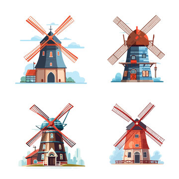 old windmill illustration vector design