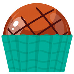 Coffee chocolate in cup icon illustrations, chocolate check pattern topping 