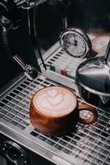 barista making coffee process latte art