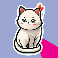 Obraz premium cat illustration , cat sticker , cat vector , cat, happy cat , cartoon cat