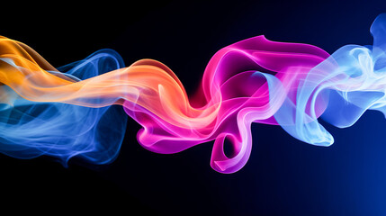 Singular intricately flowing colored smoke stream against background