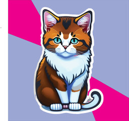 Obraz premium cat illustration , cat sticker , cat vector , cat, happy cat , cartoon cat