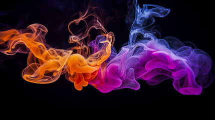 Intricately flowing colored smoke stream against background