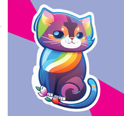 Obraz premium cat illustration , cat sticker , cat vector , cat, happy cat , cartoon cat