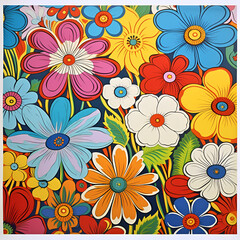 Fototapeta na wymiar seamless pattern with flowers,colorful, AI generated