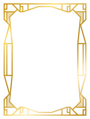 Art Deco gold frame vintage frame line geometric wedding label card frame png transparent background