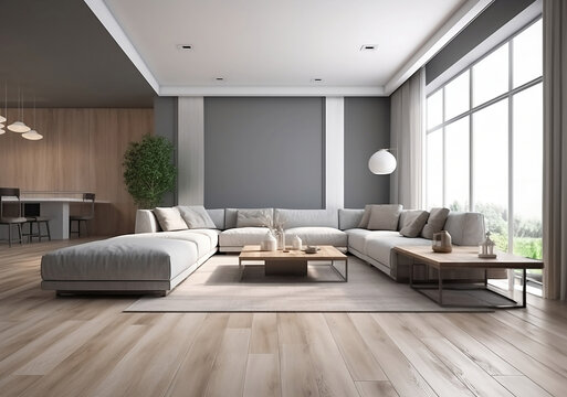 A picture of a living room in a simulated luxury condo. AI Generative.