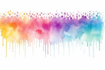 Fototapeta premium Rainbow watercolor banner white background