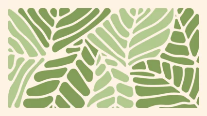 Tuinposter Abstract botanical art background vector. Natural hand drawn pattern design with leaves branch. Simple contemporary style illustrated Design for fabric, print, cover, banner, wallpaper. © TWINS DESIGN STUDIO