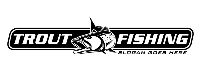 Fishing logo Trout fish isolated background. modern vintage rustic logo design