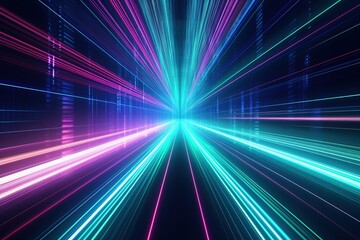 Obraz premium abstract futuristic background with pink blue glowing neon moving high speed wave lines and bokeh lights. Data transfer concept Fantastic wallpaper