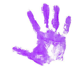 purple hand print isolated on transparent background human palm and fingers