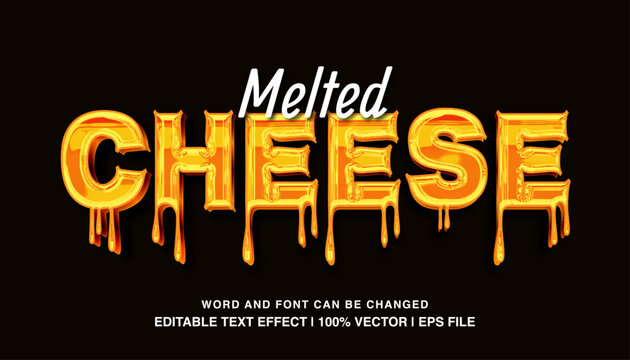 Melted cheese editable text effect, gooey cartoon style typeface, premium vector template