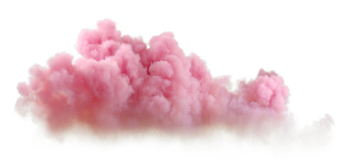 Realistic soft evening pink pastel clouds on transparent backgrounds 3d render png