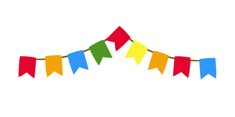 Bright and festive garland of flags. Vector illustration.